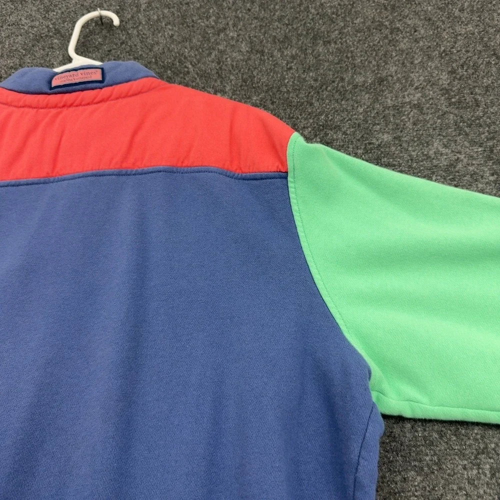 Vineyard Vines Pullover Mens L Blue Cotton Colorblock Quarter Zip Preppy Casual